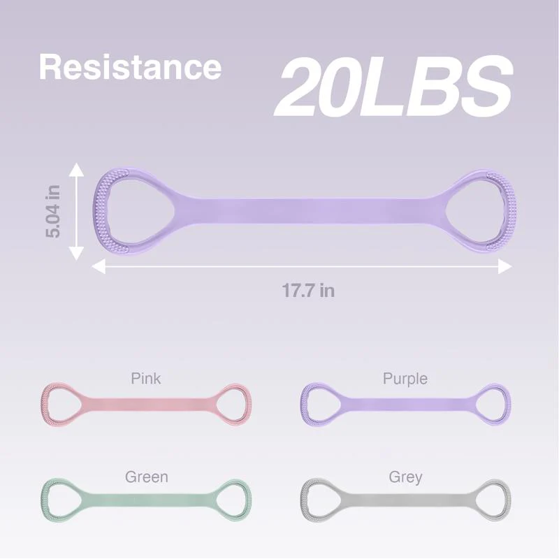 Figure-8 silicone resistance band in pink and purple