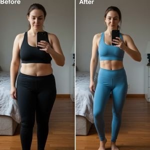 Woman smiling after completing a home workout
